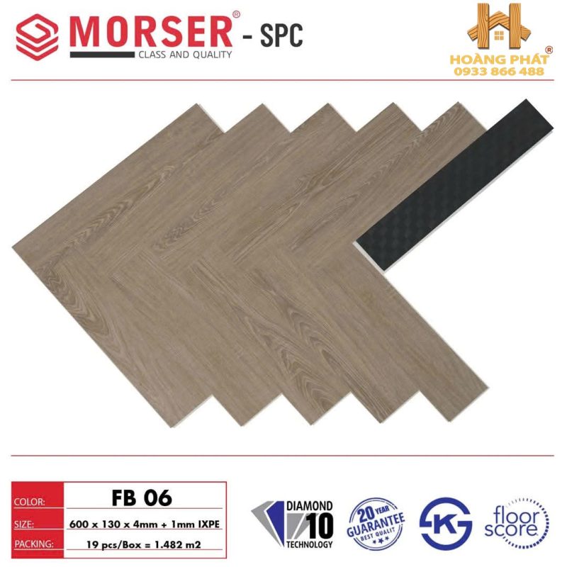 Sàn Nhựa Xương Cá Morser Đế Cao Su FB06