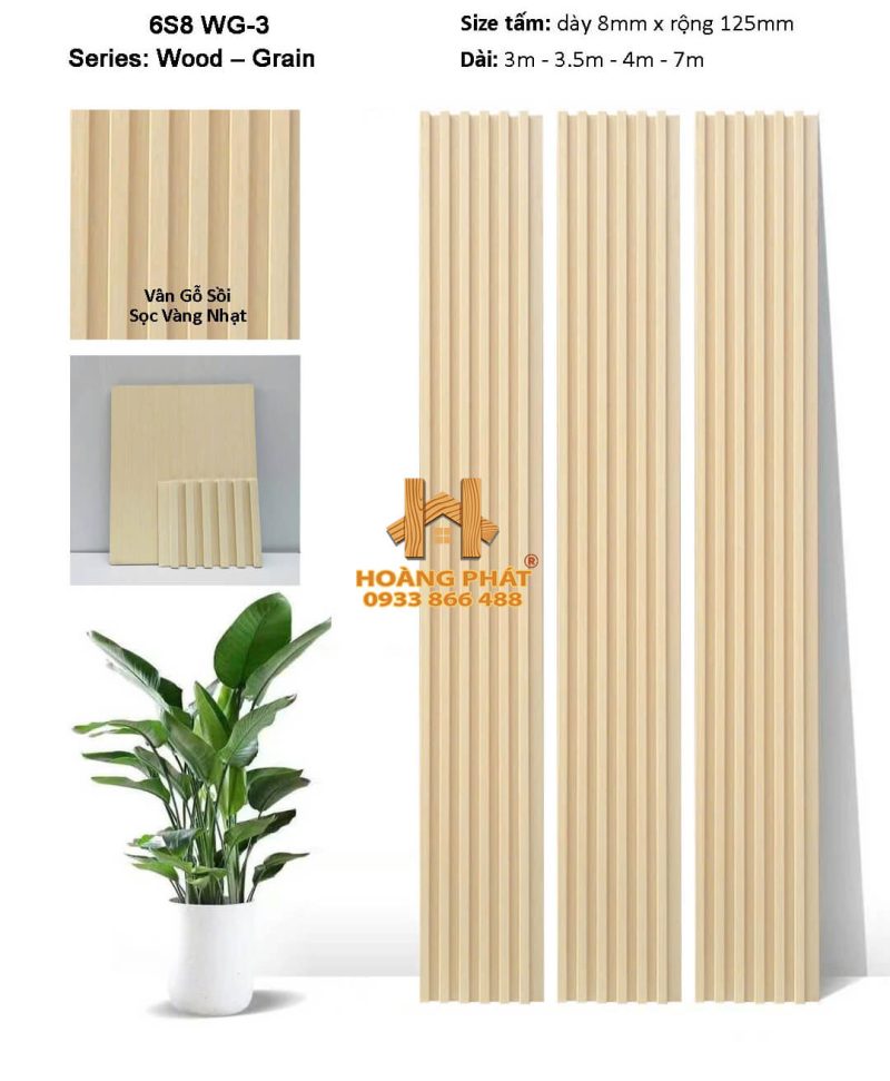 Tấm Ốp Lam Sóng & Than Tre Đồng Bộ 6S8 WG3