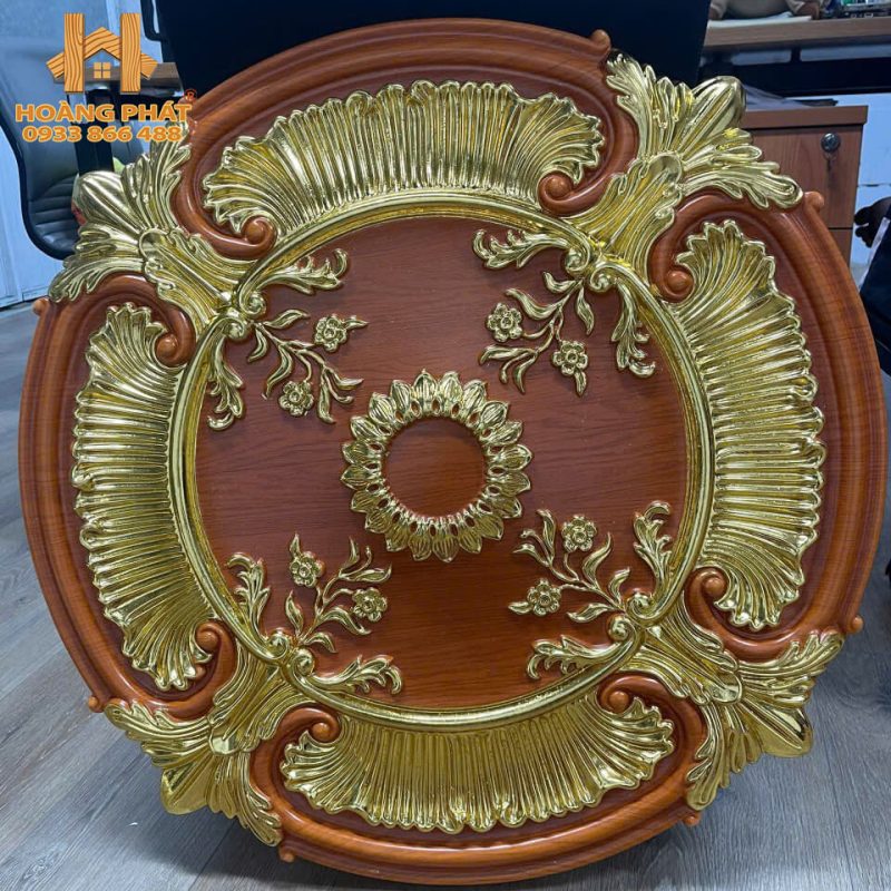Tấm Mâm Trần PU 74cm Gỗ Dát Vàng 7134