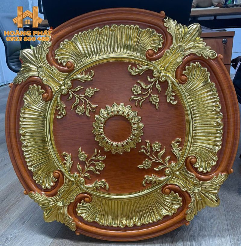 Tấm Mâm Trần PU 74cm Gỗ Dát Vàng 7134