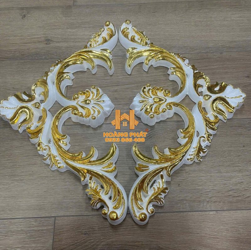 Phào Hoa Văn Góc - Trắng Hoa Văn Vàng