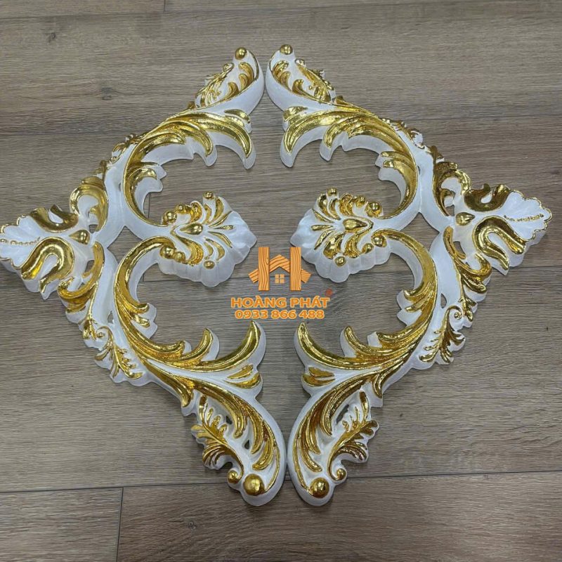 Phào Hoa Văn Góc - Trắng Hoa Văn Vàng