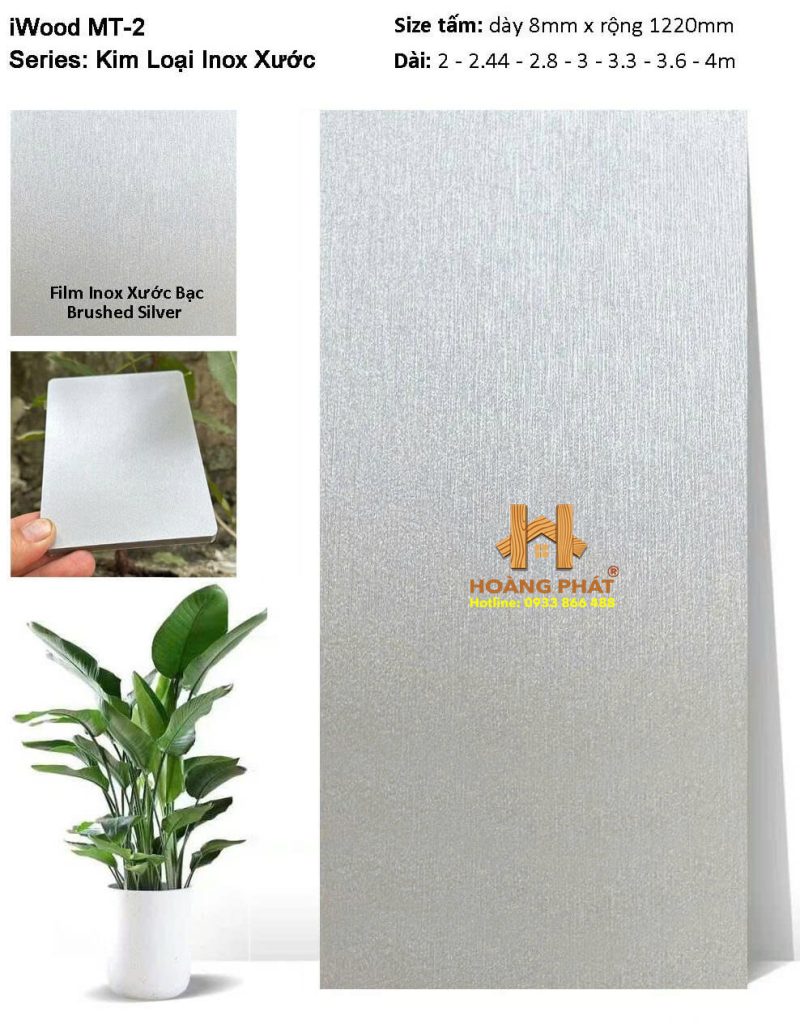 Tấm Ốp Than Tre Iwood Kim Loại Inox Xước MT-2
