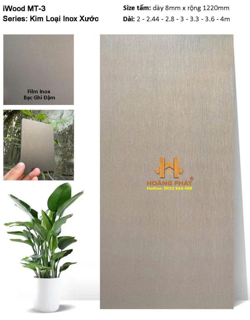 Tấm Ốp Than Tre Iwood Kim Loại Inox Xước MT-3