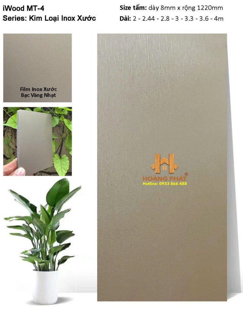 Tấm Ốp Than Tre Iwood Kim Loại Inox Xước MT-4