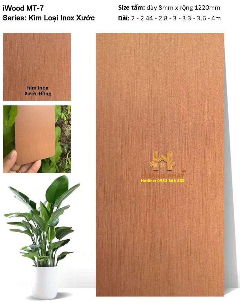 Tấm Ốp Than Tre Iwood Kim Loại Inox Xước MT-7