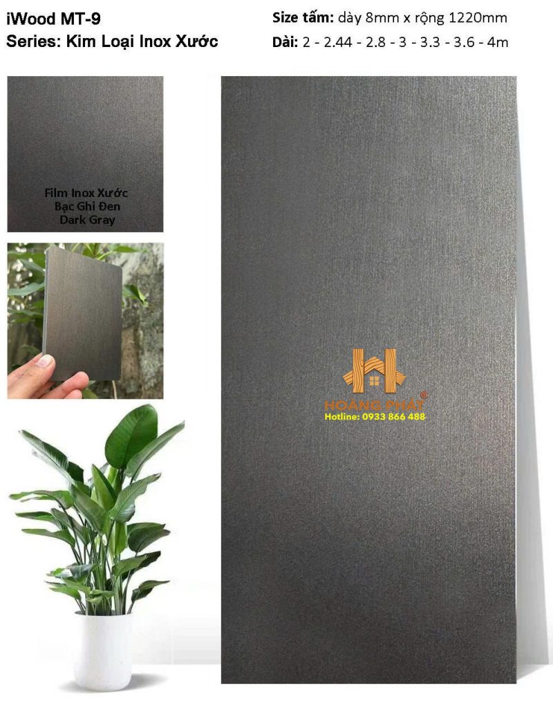 Tấm Ốp Than Tre Iwood Kim Loại Inox Xước MT-9