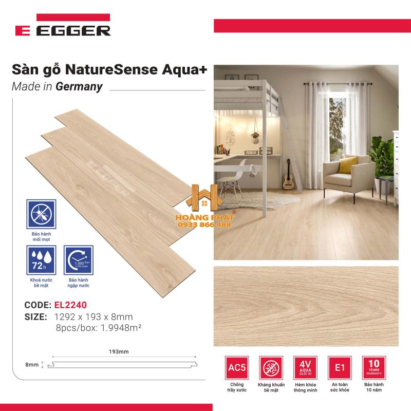 Sàn Gỗ Egger NatureSense Aqua Plus 8mm EL2240