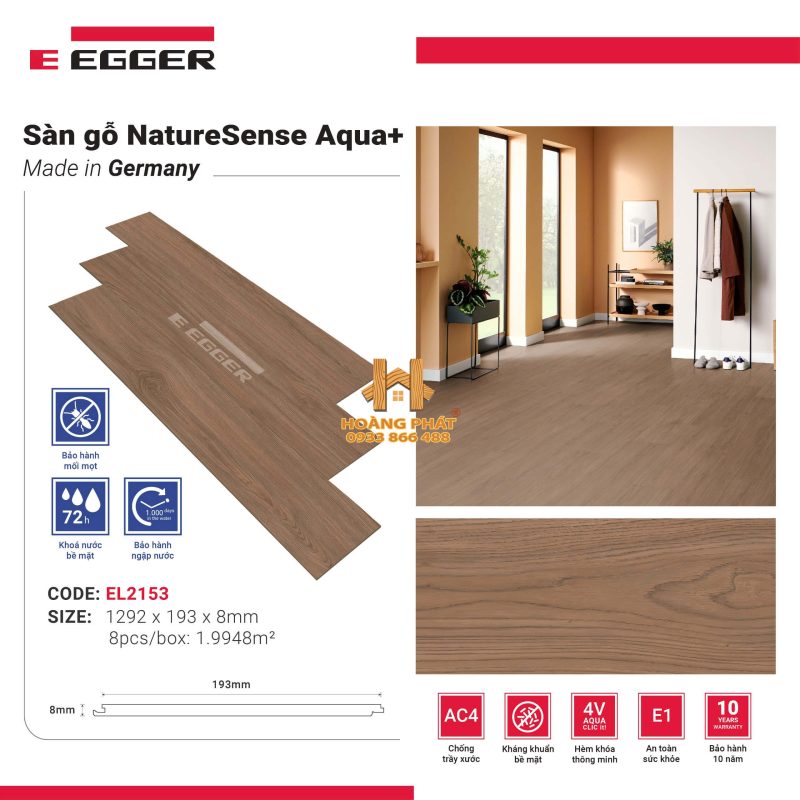 Sàn Gỗ Egger NatureSense Aqua Plus 8mm EL2153
