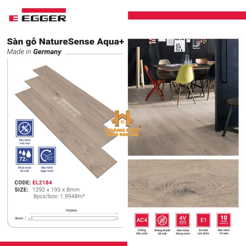 Sàn Gỗ Egger NatureSense Aqua Plus 8mm EL2184