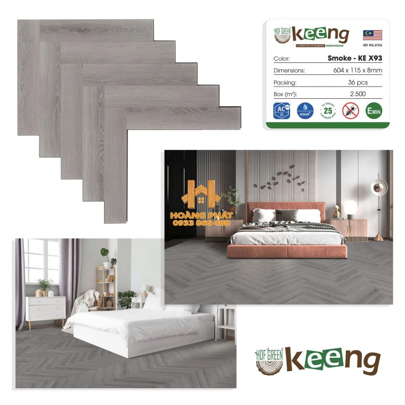 Sàn Gỗ Keeng Cốt Xanh Xương Cá 8mm KE X93