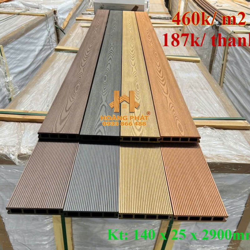 Sàn Gỗ Nhựa Ngoài Trời Lỗ Vuông 140 x 25 x 2900mm