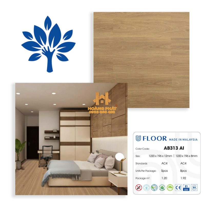 Sàn Gỗ UFloor 8mm/12mm AB313 AI