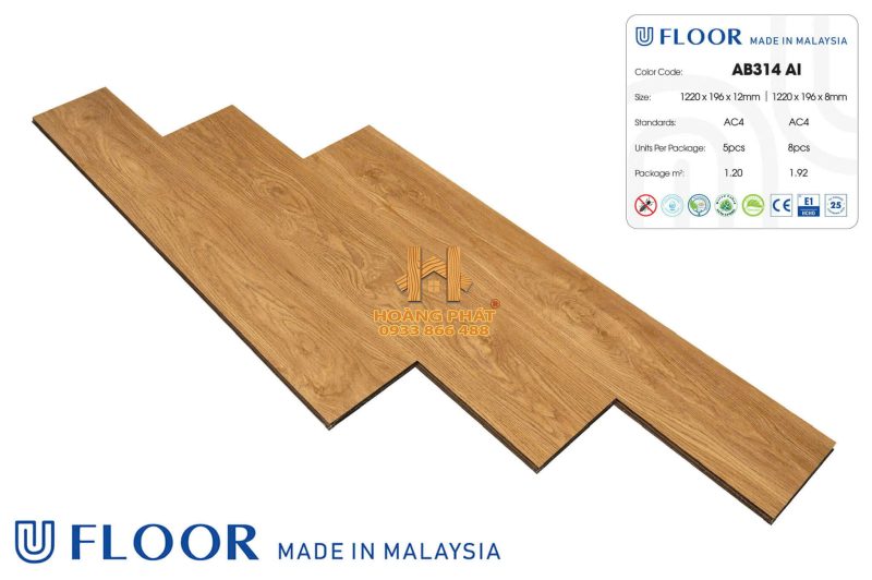Sàn Gỗ UFloor 8mm/12mm AB314 AI