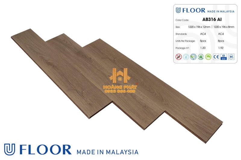 Sàn Gỗ UFloor 8mm/12mm AB316 AI