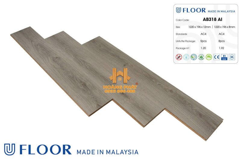Sàn Gỗ UFloor 8mm/12mm AB318 AI