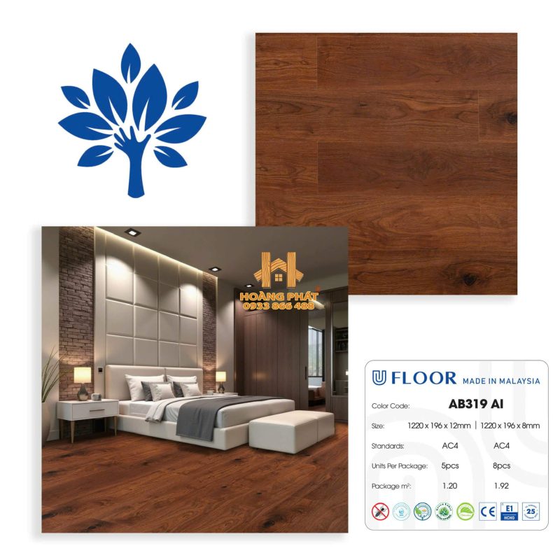 Sàn Gỗ UFloor 8mm/12mm AB319 AI