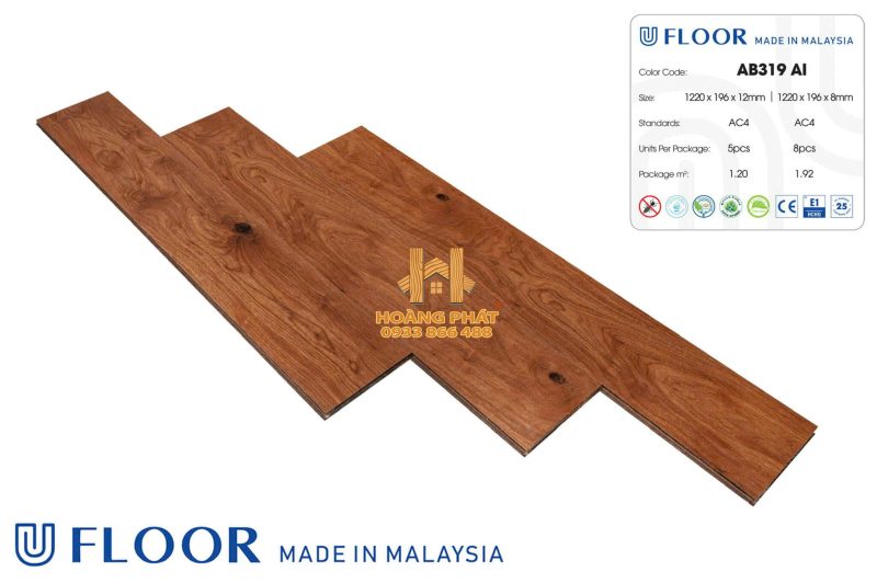 Sàn Gỗ UFloor 8mm/12mm AB319 AI