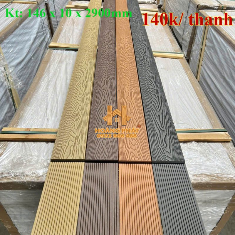 Thanh Đa Năng Gỗ Nhựa Ngoài Trời Vân 3D 146 x 10 x 2900mm