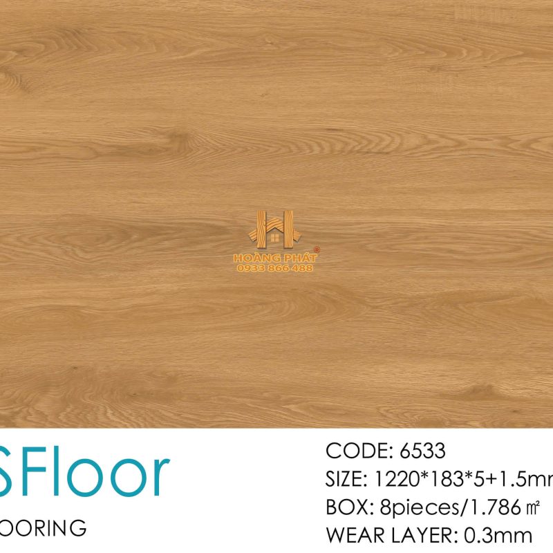 Sàn Nhựa Hèm Khóa Ms FLoor 5mm Đế Cao Su 6533
