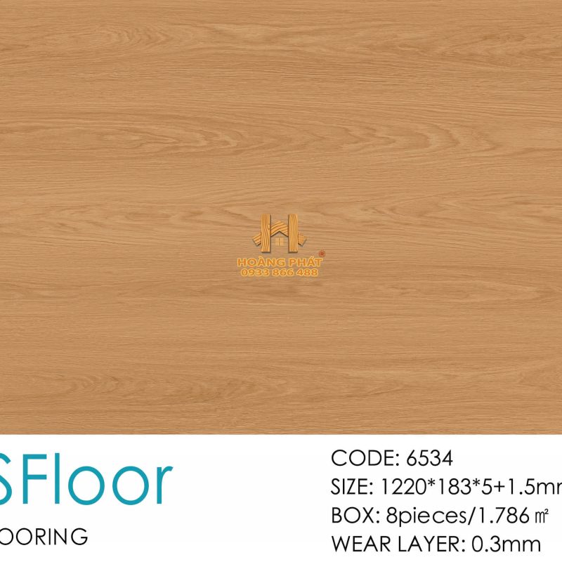 Sàn Nhựa Hèm Khóa Ms FLoor 5mm Đế Cao Su 6534