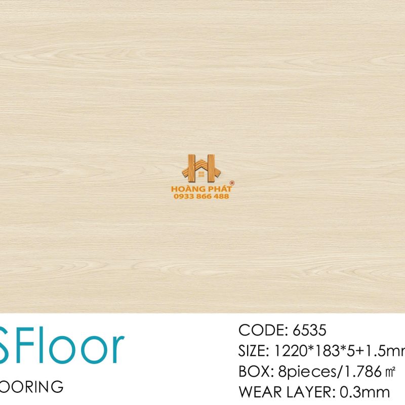 Sàn Nhựa Hèm Khóa Ms FLoor 5mm Đế Cao Su 6535