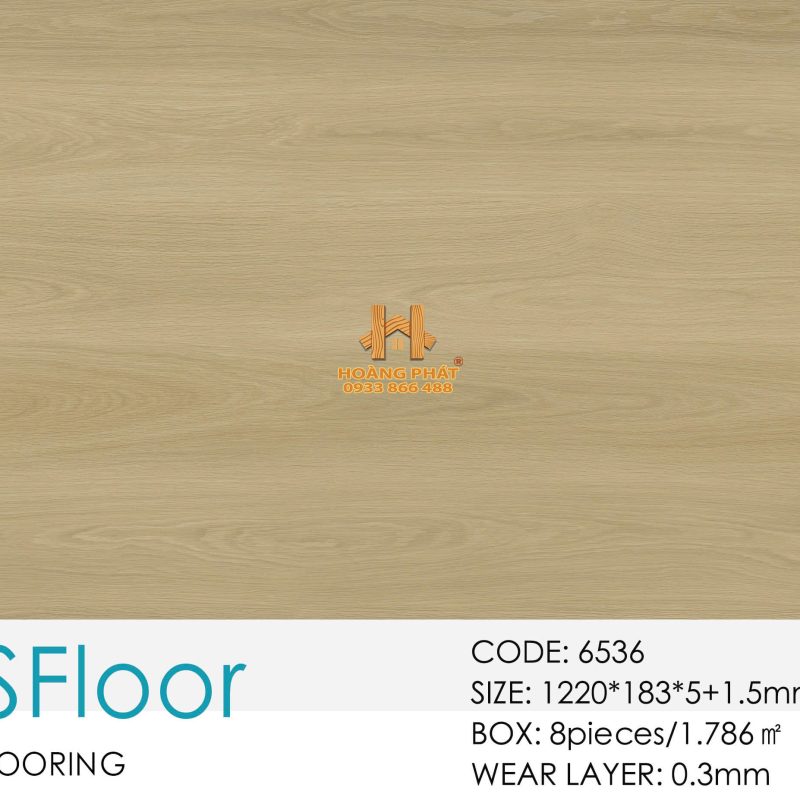 Sàn Nhựa Hèm Khóa Ms FLoor 5mm Đế Cao Su 6536