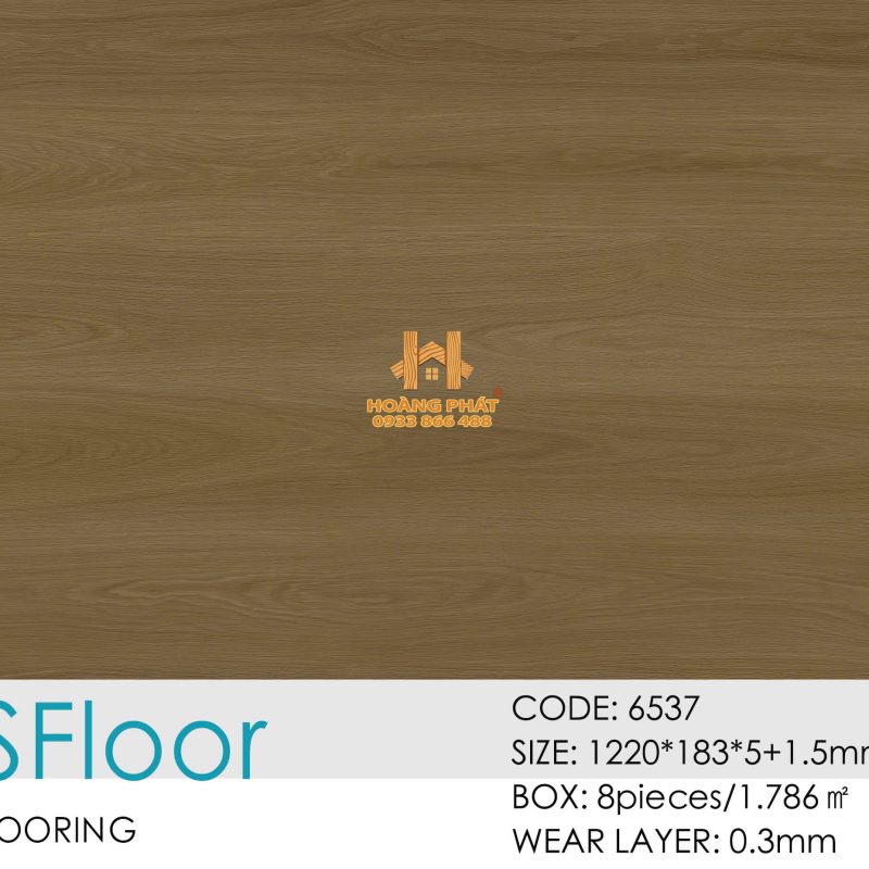 Sàn Nhựa Hèm Khóa Ms FLoor 5mm Đế Cao Su 6537