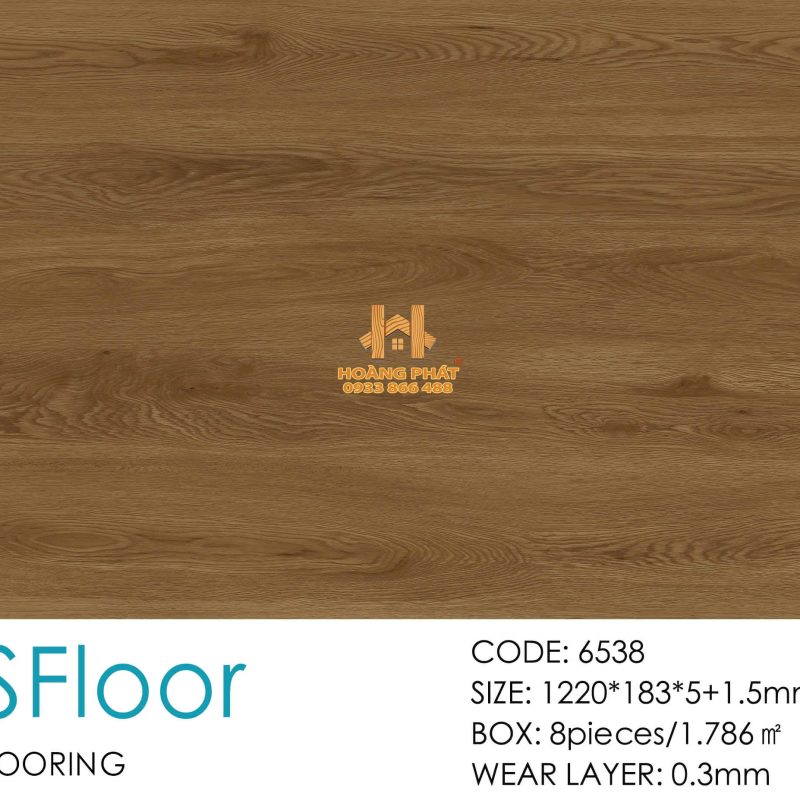 Sàn Nhựa Hèm Khóa Ms FLoor 5mm Đế Cao Su 6538