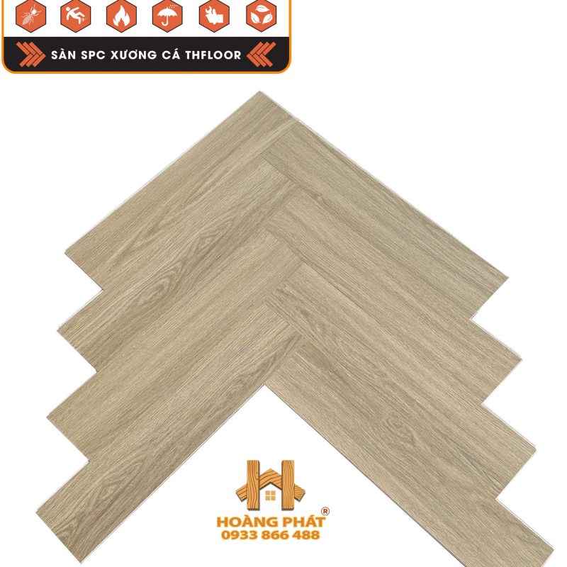 Sàn Nhựa Hèm Khóa Đế Cao Su TH Floor Xương Cá 5mm TH-XC 504