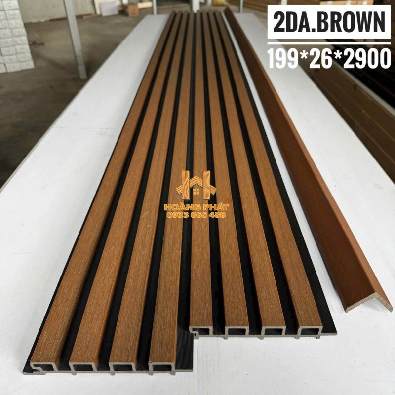 Tấm Ốp Lam 4 Sóng Gỗ Nhựa 2 Da Màu Brown