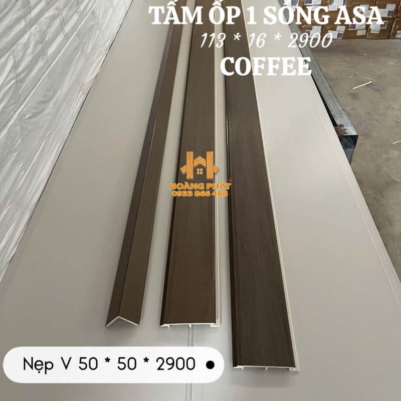 Tấm Ốp Lam 1 Sóng Gỗ Nhựa Asa - Coffee