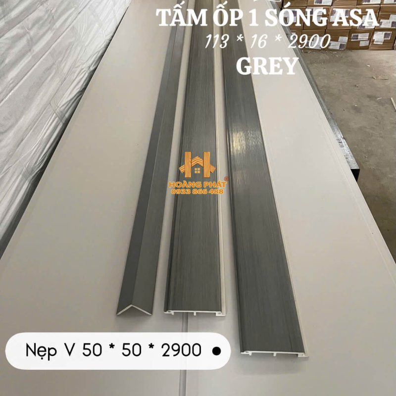 Tấm Ốp Lam 1 Sóng Gỗ Nhựa Asa - Grey