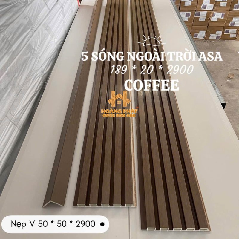 Tấm Ốp Lam 5 Sóng Gỗ Nhựa Asa - Coffee