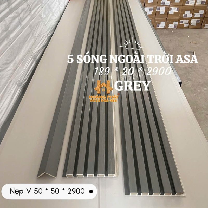 Tấm Ốp Lam 5 Sóng Gỗ Nhựa Asa - Grey