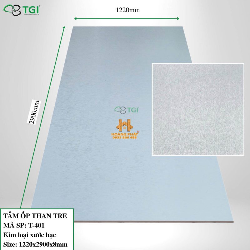 Tấm Ốp Than Tre TGI Kim Loại Xước Bạc T-401