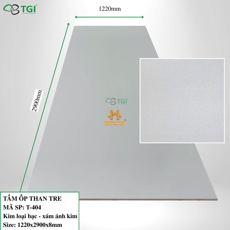 Tấm Ốp Than Tre TGI Kim Loại Đồng Xám Bóng T-404