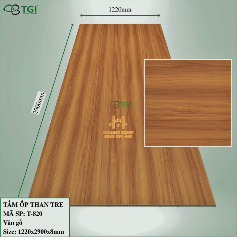 Tấm Ốp Than Tre TGI Vân Gỗ T-820