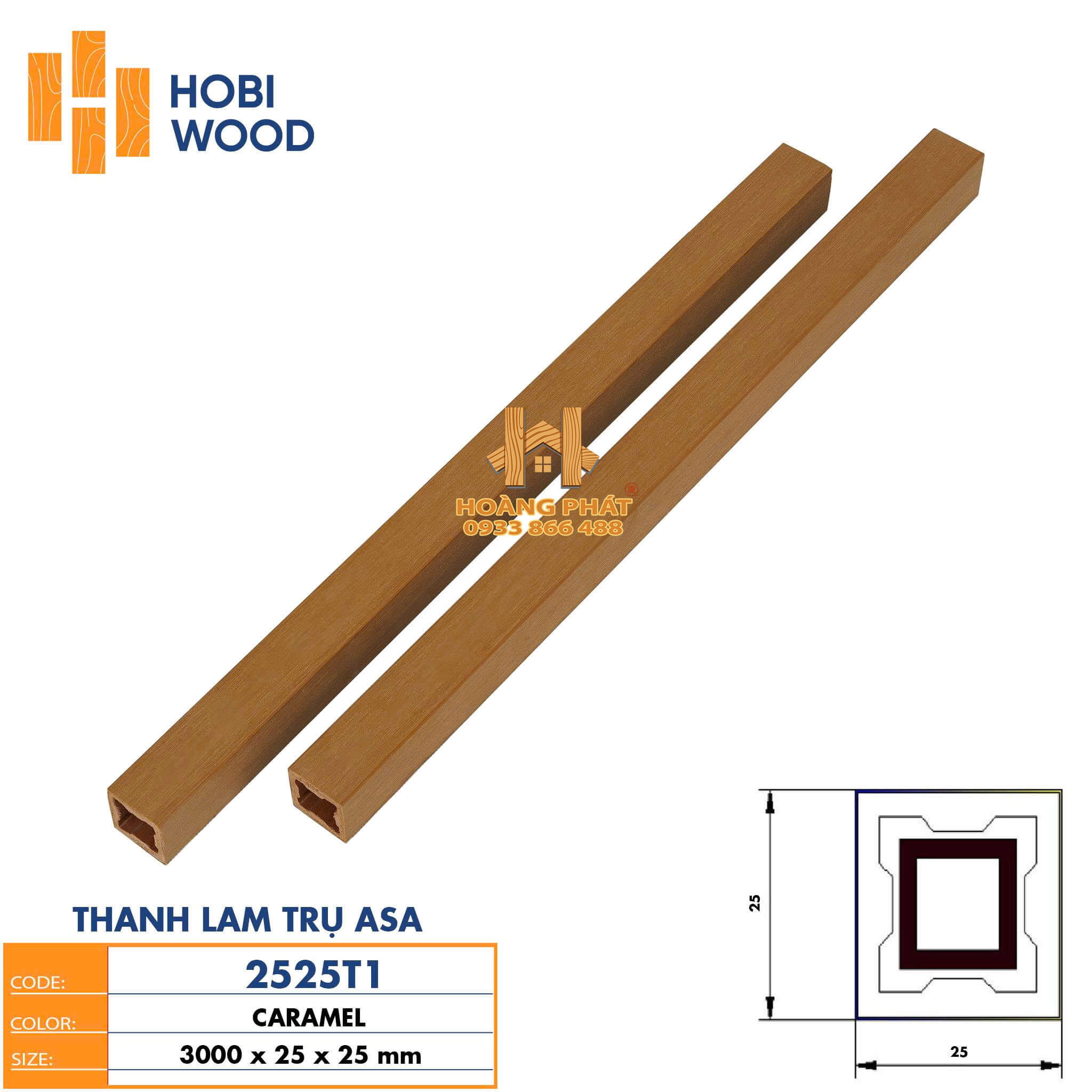 thanh-lam-go-nhua-asa-hobiwood-2525T1 Thanh Lam Gỗ Nhựa Asa Hobi Wood 25x25x3000mm Màu Caramel