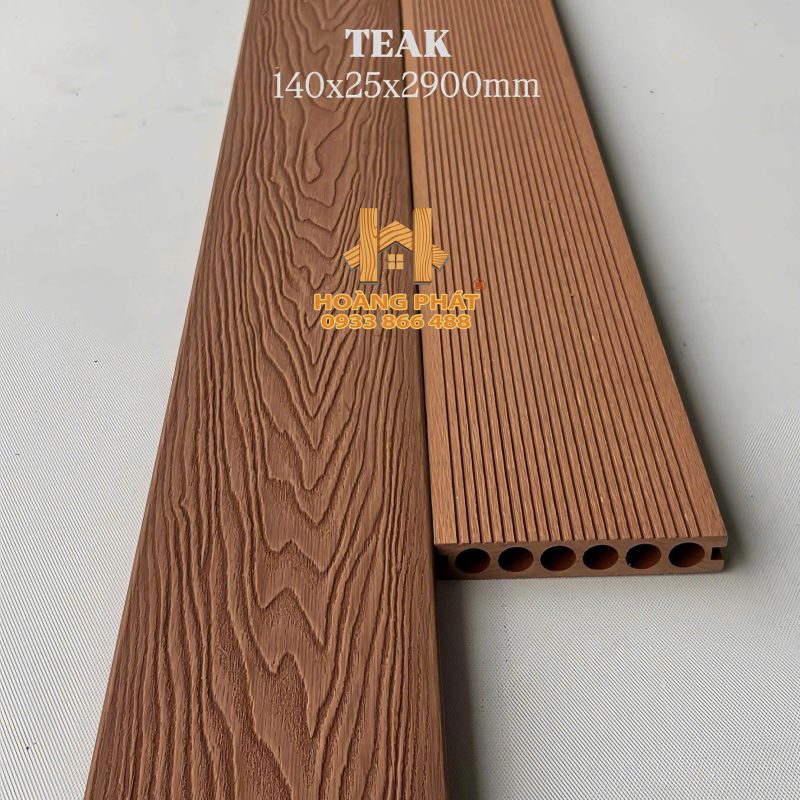 [NEW 2026] Sàn Gỗ Nhựa Ngoài Trời Lỗ Tròn 3D Teak