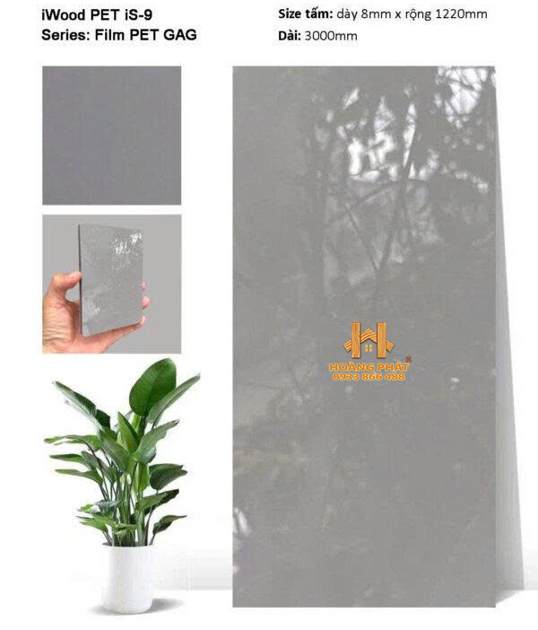 Tấm Ốp Than Tre Iwood Pet Bóng Đơn Sắc iS-9
