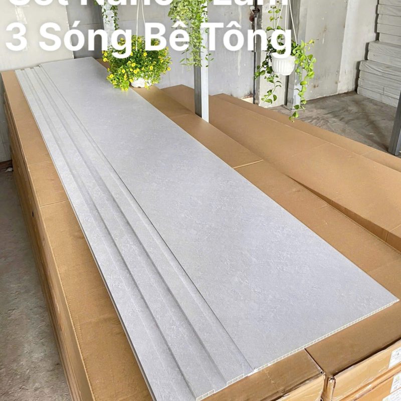 Set Nano & Tấm Ốp 3 Sóng Thấp Màu Bê Tông