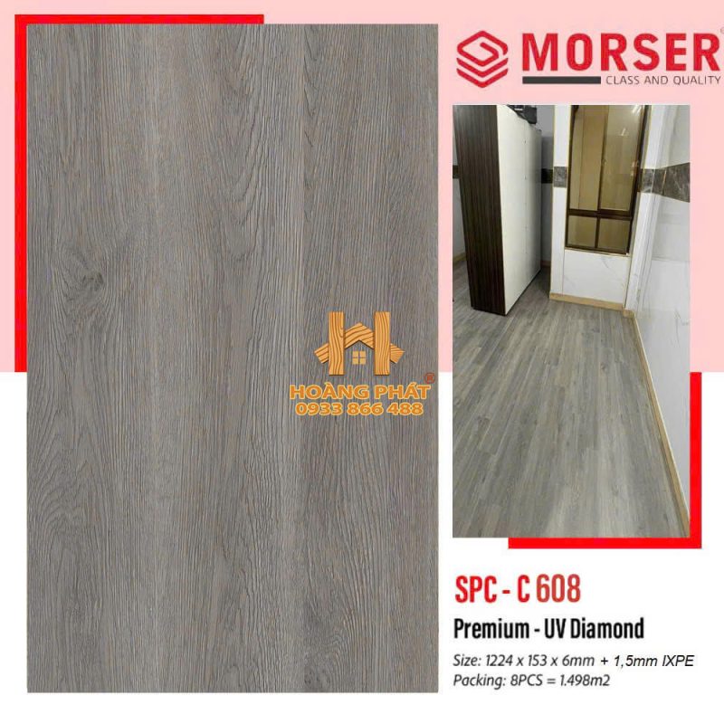 Sàn Nhựa Hèm Khóa Morser SPC Đế Cao Su - C608