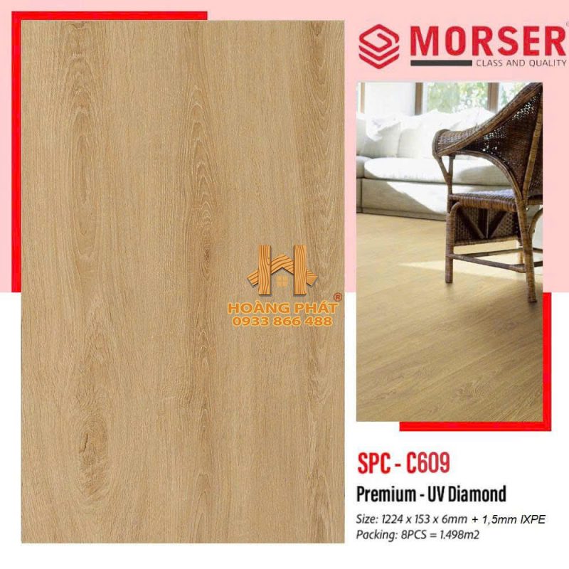Sàn Nhựa Hèm Khóa Morser SPC Đế Cao Su - C609