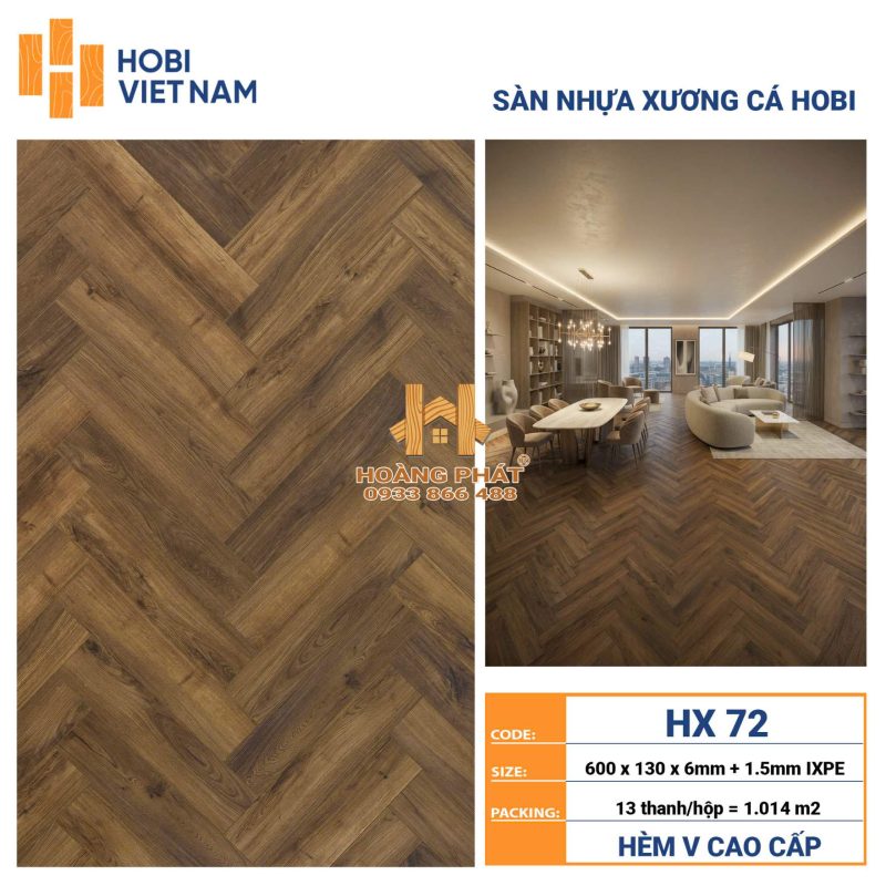 Sàn Nhựa Hobi Việt Nam 7.5mm Xương Cá HX72