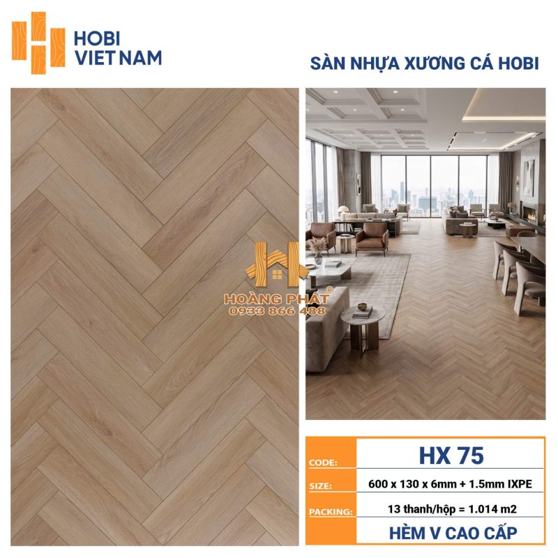 Sàn Nhựa Hobi Việt Nam 7.5mm Xương Cá HX75