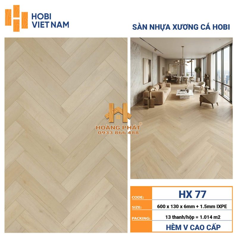 Sàn Nhựa Hobi Việt Nam 7.5mm Xương Cá HX77