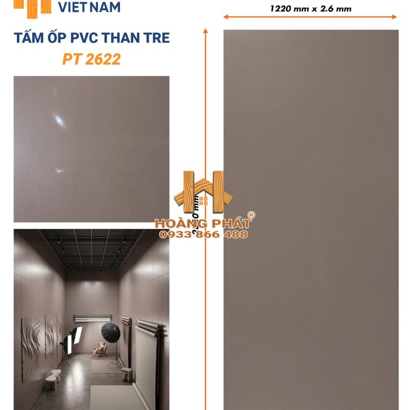 Tấm Ốp Than Tre Cốt Nhựa PVC Dày 2.6mm PT2622