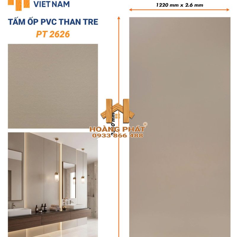 Tấm Ốp Than Tre Cốt Nhựa PVC Dày 2.6mm PT2626