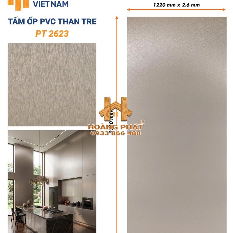 Tấm Ốp Than Tre Cốt Nhựa PVC Dày 2.6mm PT2623